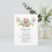 Invitation Carte Postale Ours Baby shower Eucalyptus Bois Animaux (Debout devant)