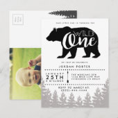 Invitation Carte Postale Ours de maman rustique | BABY SHOWER (Devant / Derrière)