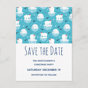 Invitation Carte Postale Ours polaires mignons en chapeaux de Santa Sauvez 
