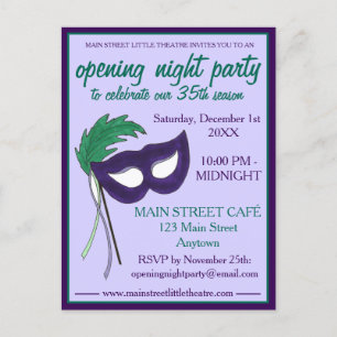 Invitation Carte Postale Ouverture de la soirée Drame Club Masquerade Masqu