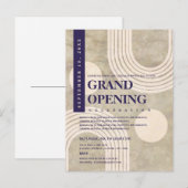 Invitation Carte Postale Ouverture grandiose moderne abstraite bleu marine (Devant / Derrière)