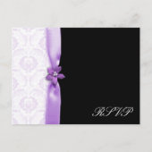 Invitation Carte Postale Pack Lavander et Black Mariage damassé (Devant)