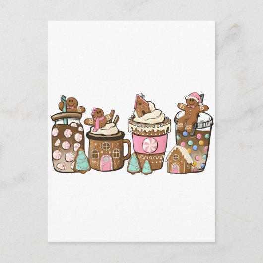 Invitation Carte Postale Pain d'épice dans un chocolat chaud pour les amour (Devant)