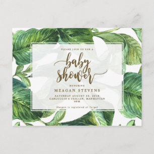 Invitation Carte Postale Palmettes tropicales d'invitation de baby shower
