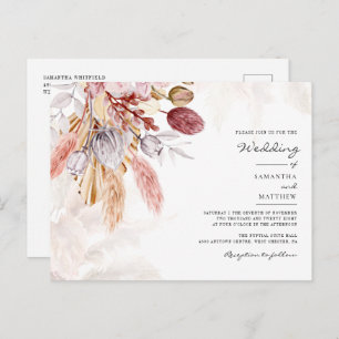 Invitation Carte Postale Pampas Grass Floral Terracotta Rustique Mariage