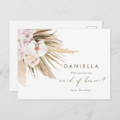 Invitation Carte Postale Pampas Grass sera-tu ma servante d'honneur ? (Devant / Derrière)