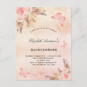 Invitation Carte Postale Pampas papillon Quinceanera brush (Devant)