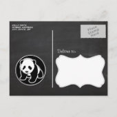 Invitation Carte Postale Panda sur les Pois noirs et blancs (Dos)