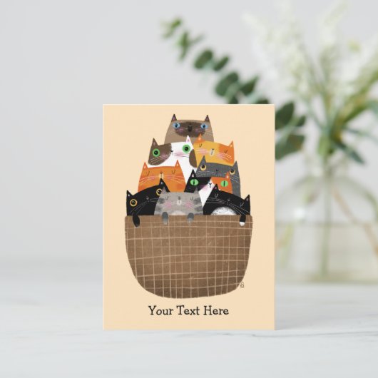Invitation Carte Postale Panier de chatons (Debout devant)