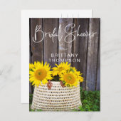 Invitation Carte Postale Panier de tournesol en bois rustique Fête des mari (Devant / Derrière)