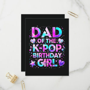 Invitation Carte Postale Papa de la musique coréenne d'anniversaire K-Pop