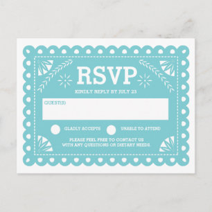 Invitation Carte Postale Papel Picado Wedding RSVP