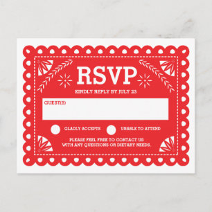 Invitation Carte Postale Papel Picado Wedding RSVP