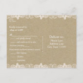 Invitation Carte Postale Papier Brown & dentelle Naturelle Rustique Mariage (Dos)