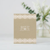 Invitation Carte Postale Papier Brown & dentelle Naturelle Rustique Mariage (Debout devant)