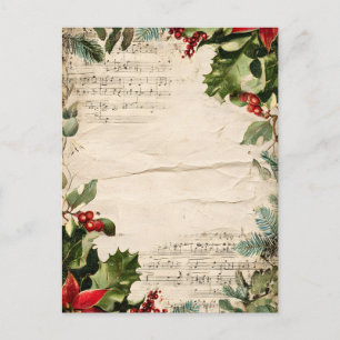 Invitation Carte Postale Papier journal de la junk de Noël Vintage   Antiqu