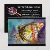 INVITATION CARTE POSTALE PAPILLON MAGIQUE EN BLEU (Devant / Derrière)