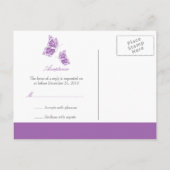 Invitation Carte Postale Papillon Violet simple RSVP 2 (Dos)