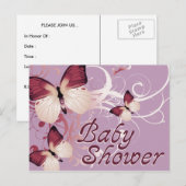 Invitation Carte Postale papillons baby shower (Devant / Derrière)