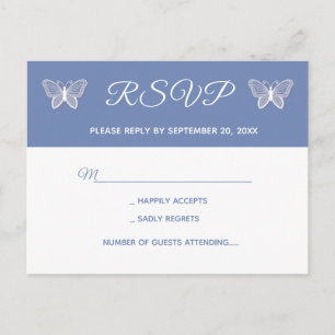 Invitation Carte Postale Papillons Bleus RSVP Mariage Papillons Fête