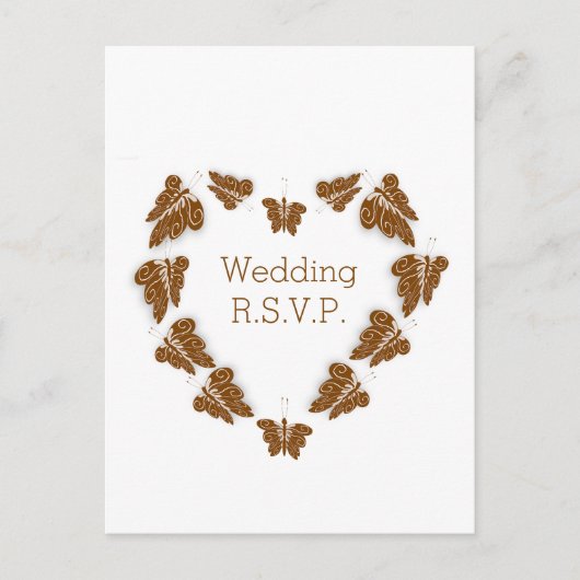 Invitation Carte Postale Papillons couleur chocolat Conception Mariage RSVP (Devant)