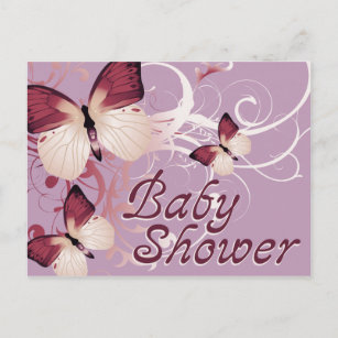 Invitation Carte Postale papillons de baby shower