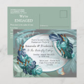 Invitation Carte Postale Papillons du Paradis/Tropical Turquoise Splash (Devant / Derrière)