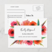 Invitation Carte Postale Papillons peints en rouge Mariage floral RSVP (Devant / Derrière)