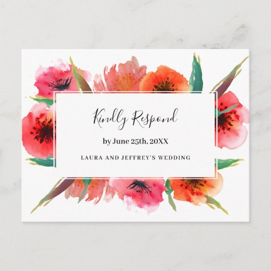 Invitation Carte Postale Papillons peints en rouge Mariage floral RSVP (Devant)