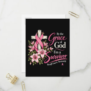 Invitation Carte Postale Par la grâce de Dieu, je suis une survivante du ca