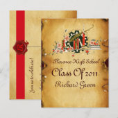 INVITATION CARTE POSTALE PARCHEMENT DE DIPLÔME ET MONOGRAMME DE SCEAU DE CI (Devant / Derrière)