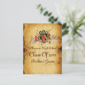 INVITATION CARTE POSTALE PARCHEMENT DE DIPLÔME ET MONOGRAMME DE SCEAU DE CI (Debout devant)