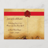 INVITATION CARTE POSTALE PARCHEMENT DE DIPLÔME ET MONOGRAMME DE SCEAU DE CI (Dos)