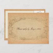 Invitation Carte Postale Parchemin Oval antique RSVP (Devant / Derrière)