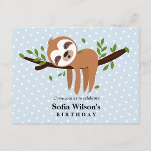 Invitation Carte Postale paresse, paresse mignonne, illustration animale