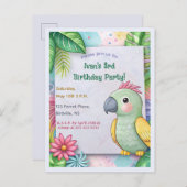 Invitation Carte Postale Parrot tropical modifiable Anniversaire (Devant / Derrière)