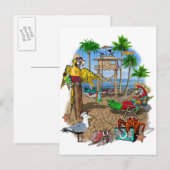 Invitation Carte Postale Parrots Beach Party (Devant / Derrière)