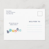 Invitation Carte Postale Parti Anniversaire de enfant de rebondissement bud (Dos)