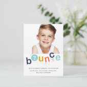 Invitation Carte Postale Parti Anniversaire de enfant de rebondissement bud (Debout devant)
