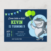 Invitation Carte Postale Parti Anniversaire de enfant de requin mignon (Devant)