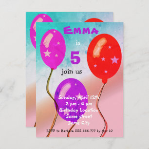Invitation Carte Postale Parti Anniversaire de enfant des Ballons rouges vi