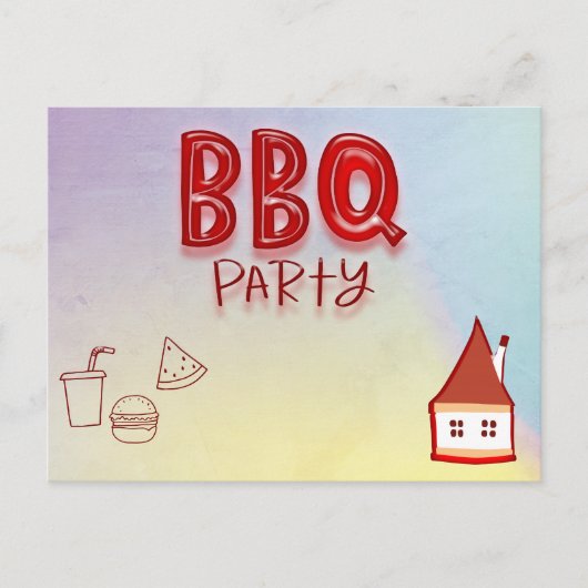 Invitation Carte Postale Parti BBQ (Devant)