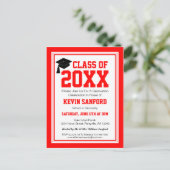 Invitation Carte Postale Parti de la graduation rouge et blanche (Debout devant)