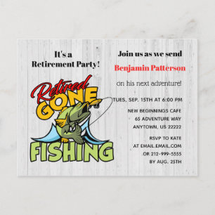Invitation Carte Postale Parti de la retraite de la pêche à la retraite et 