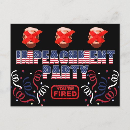 Invitation Carte Postale Parti de l'impeachment Trump (Devant)