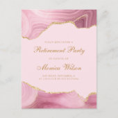 Invitation Carte Postale Parti de retraite chic Pink Gold Agate (Devant)