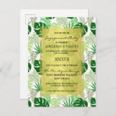 Invitation Carte Postale Parti d'engagement botanique Feuille de palme trop (Devant / Derrière)