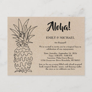 Invitation Carte Postale Parti d'engagement Tropical Luau