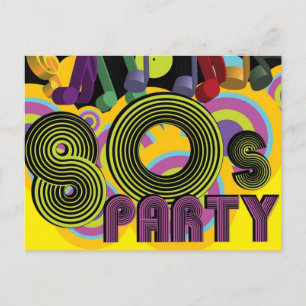 Invitation Carte Postale Parti des années 80