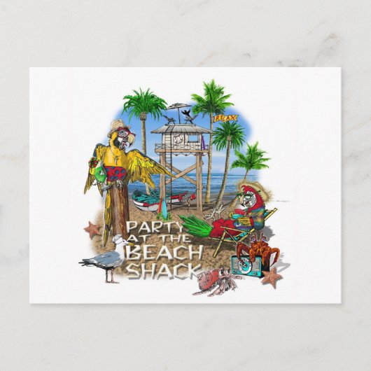 Invitation Carte Postale Parti des perroquets (Devant)